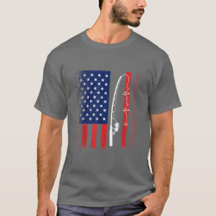Bass Fishing Fish Fathers American Flag159 T-Shirt