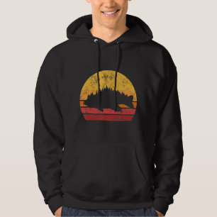 Bass Fishing Forest Largemouth Bass Fish Retro Vin Hoodie