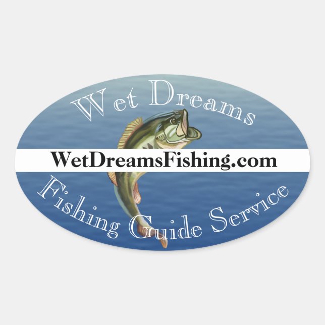 Bass Fishing Guide Service Oval Sticker (Front)