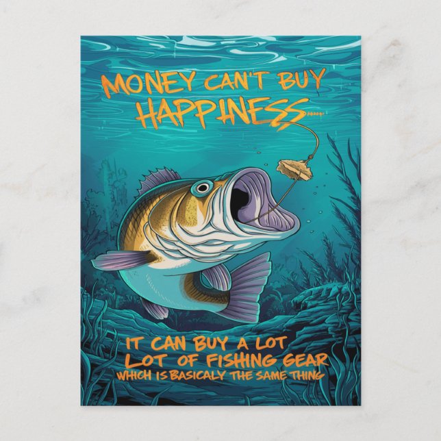 Bass Fishing Happiness Postcard (Front)