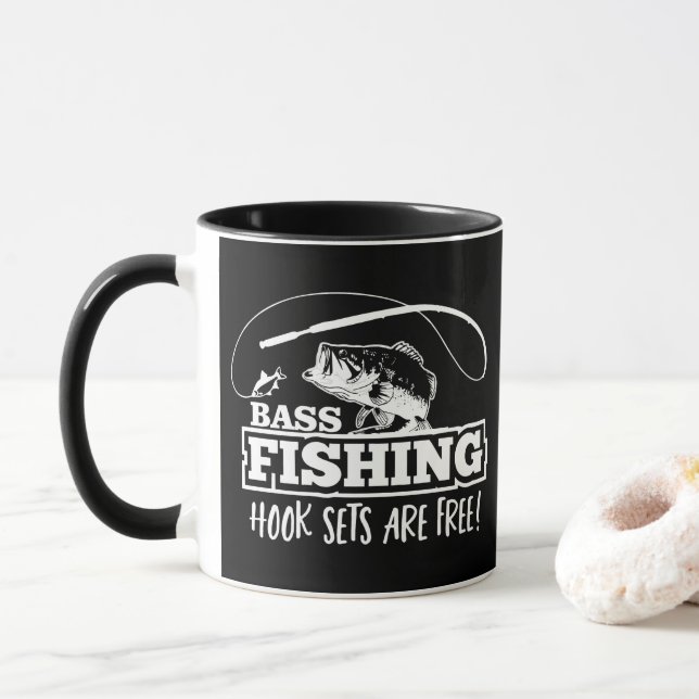 Bass Fishing Hook Set Quote Largemouth Funny Mug (With Donut)