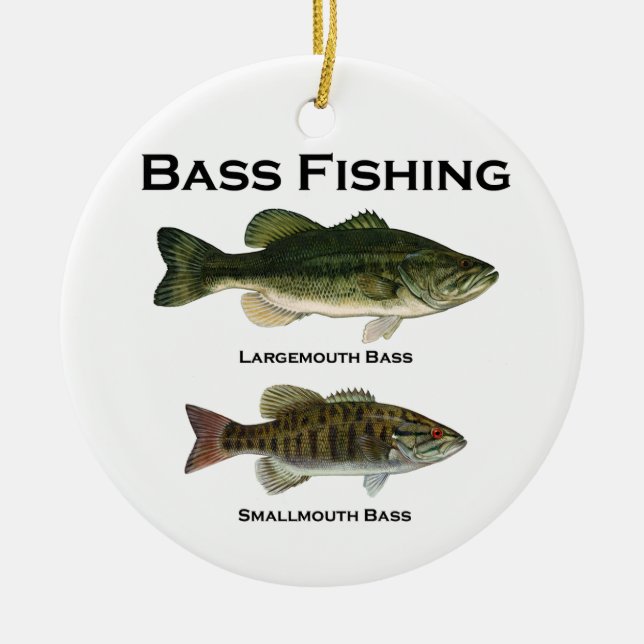 Bass Fishing Logo (largemouth - smallmouth) Ceramic Ornament (Front)