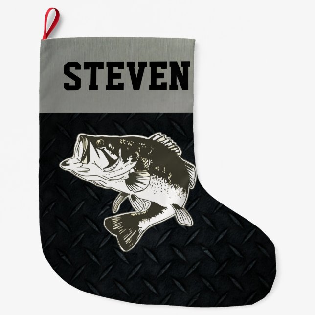 Bass Fishing Men's Christmas Stocking (Front)