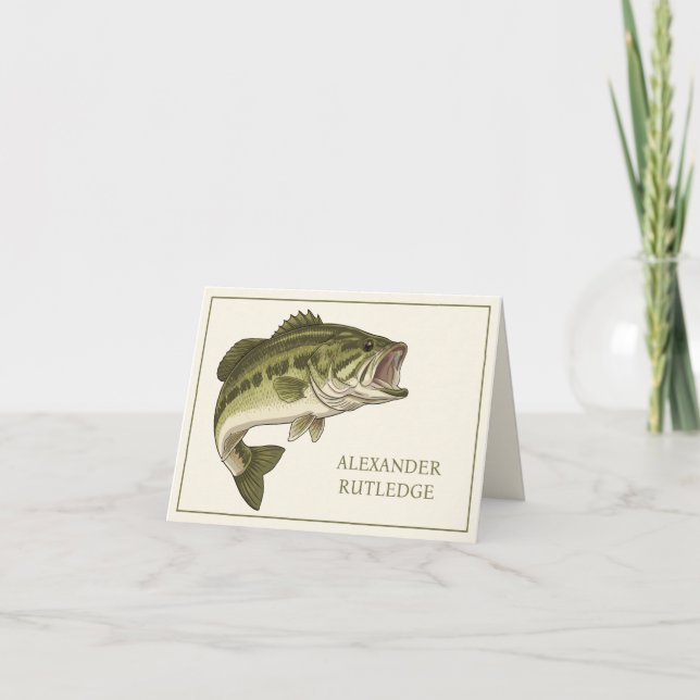 Bass Fishing Personalized Note Card (Front)
