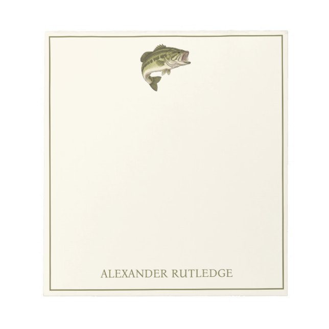 Bass Fishing Personalized Notepad (Front)