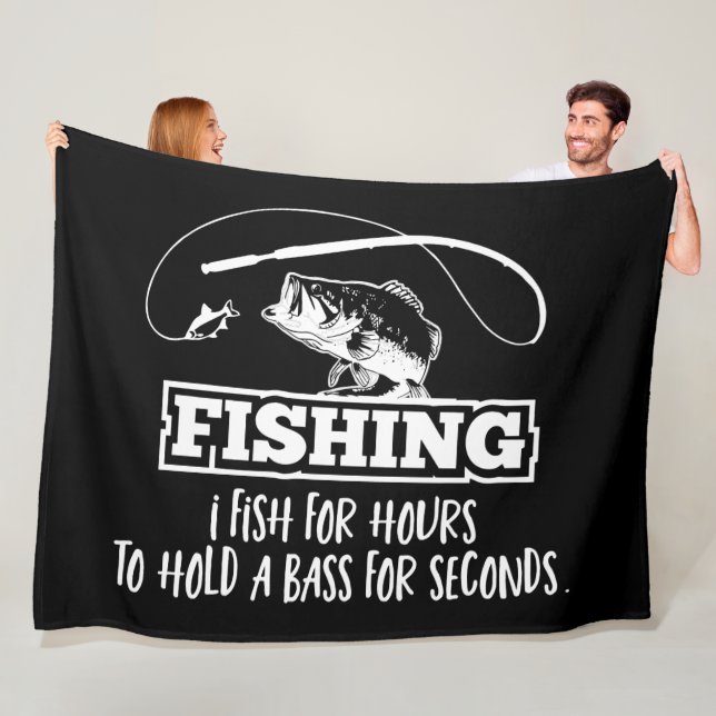 Bass Fishing Quote Funny Hobby Sports Time Fleece Blanket (In Situ)