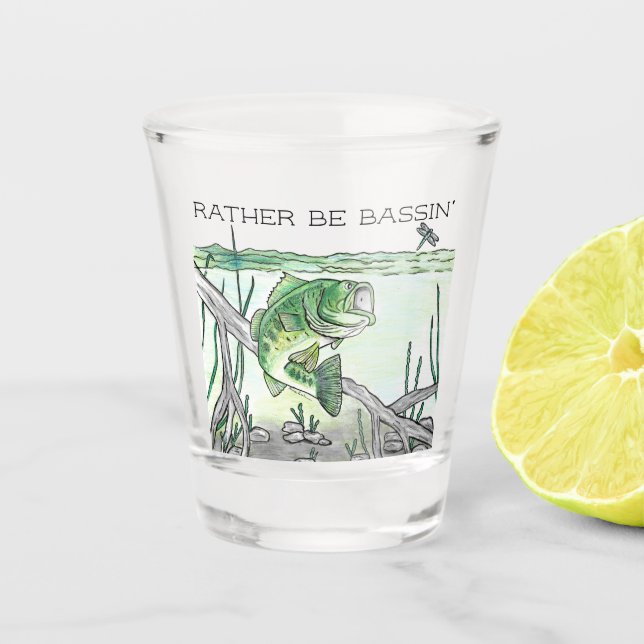Bass Fishing Shot Glass (Front)