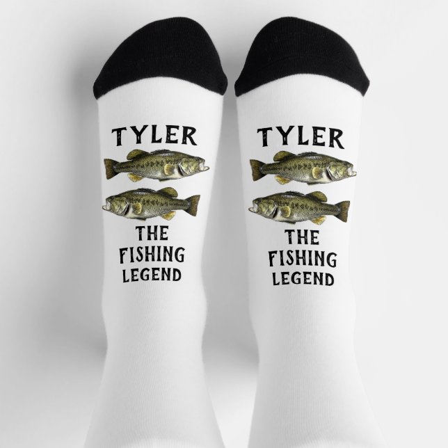 Bass Fishing The Legend Name Funny  Socks (Top)