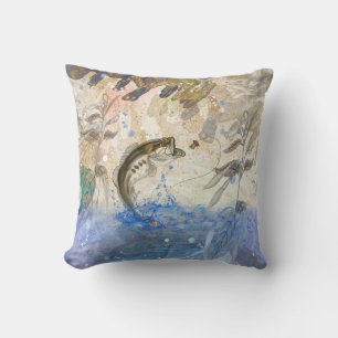 Bass Fishing Throw Pillow