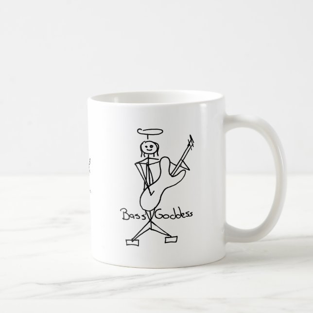Bass Goddess Stick Figure Female Bass Player Coffee Mug (Right)