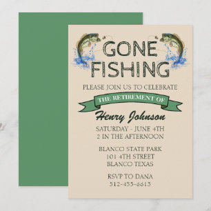 Bass Gone Fishing Retirement Invitation