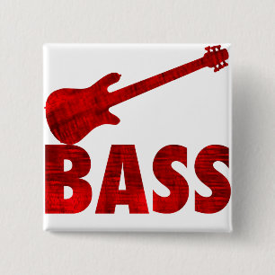 Bass Guitar 2 Inch Square Button