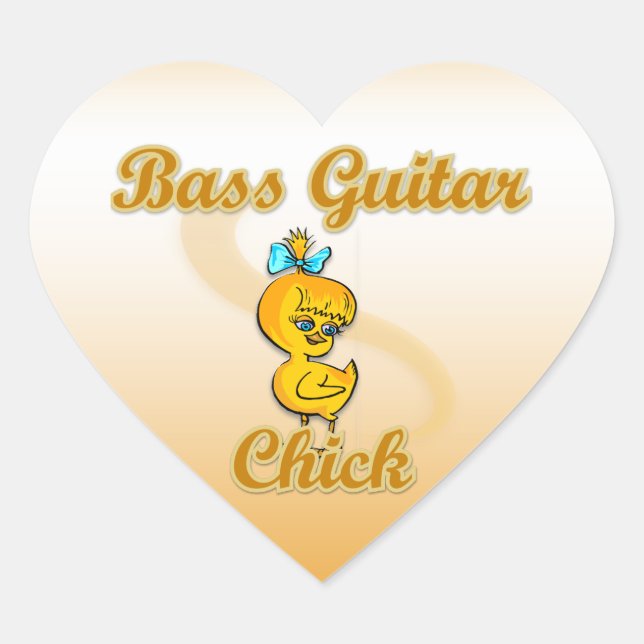 Bass Guitar Chick Heart Sticker (Front)