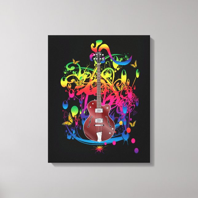 Bass Guitar Colour splash Canvas Print (Front)