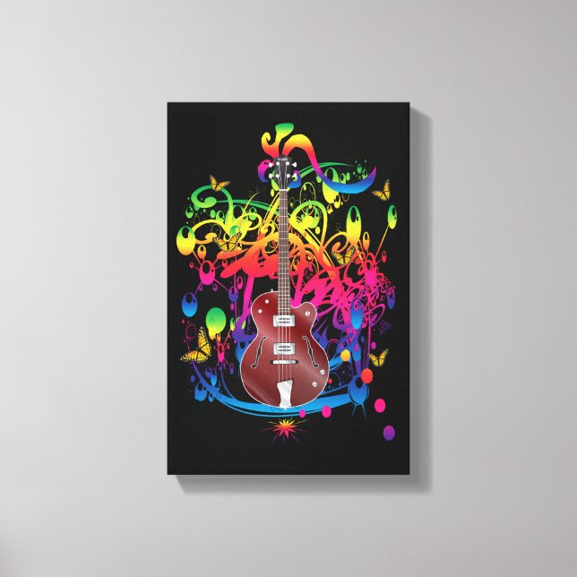 Bass Guitar Colour splash Canvas Print (Front)