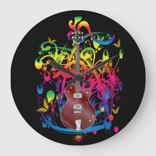 Bass Guitar Colour splash Large Clock