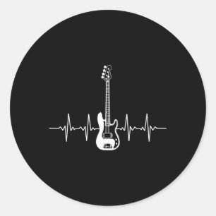 Bass Guitar Hebeat For Bass Player Classic Round Sticker