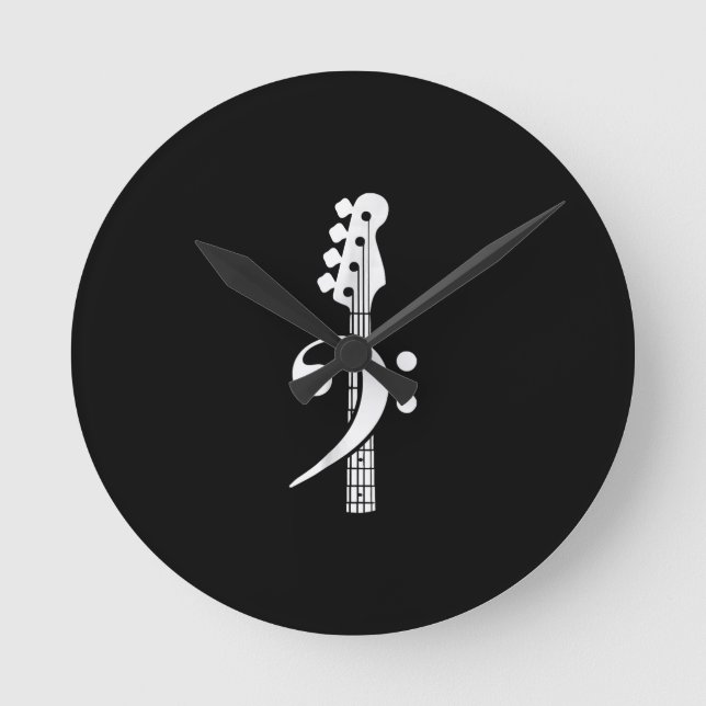 Bass Guitar Player- Bass Guitar Musician Round Clock (Front)