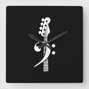Bass Guitar Player- Bass Guitar Musician Square Wall Clock
