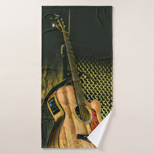 Bass guitar player bath towel set (Bath Towel)