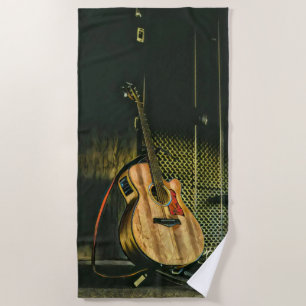 Bass guitar player beach towel