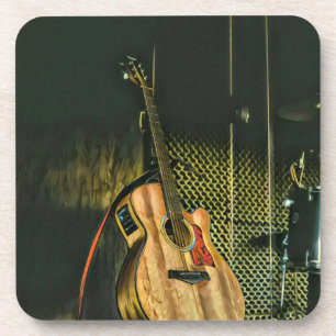Bass guitar player coaster
