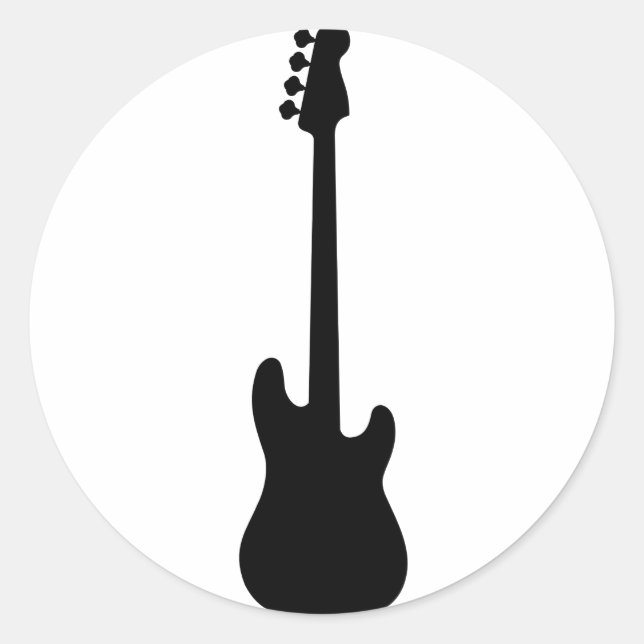 Bass Guitar Silhouette, musical instrument Classic Round Sticker (Front)
