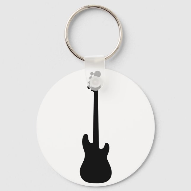 Bass Guitar Silhouette, musical instrument Keychain (Front)