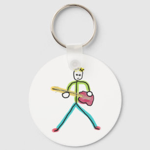 Bass Guitar Stickman Keychain