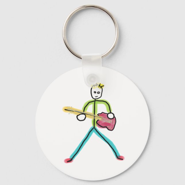 Bass Guitar Stickman Keychain (Front)