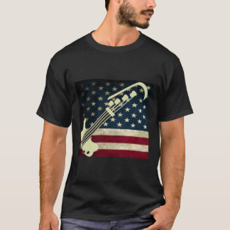 Bass Guitar Us Drapeau T-Shirt Bass Player Tee - s
