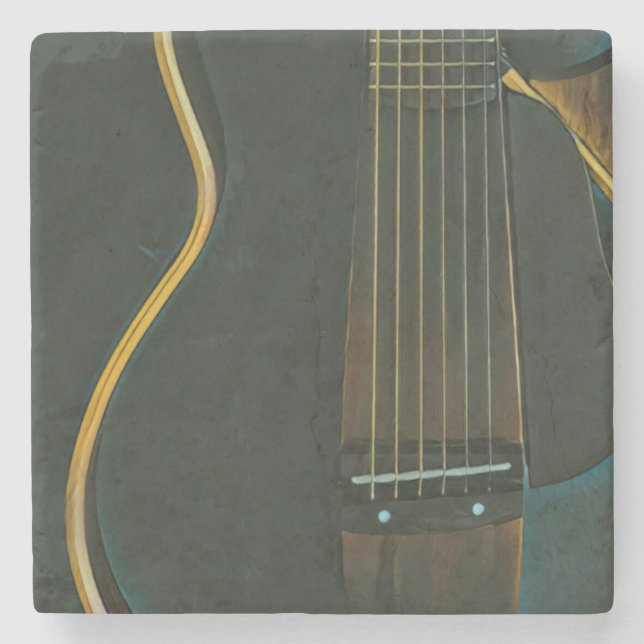 Bass guitarist gift stone coaster (Front)