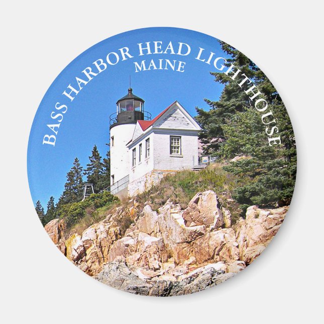 Bass Harbor Head Lighthouse, Maine Round Magnet (Front)