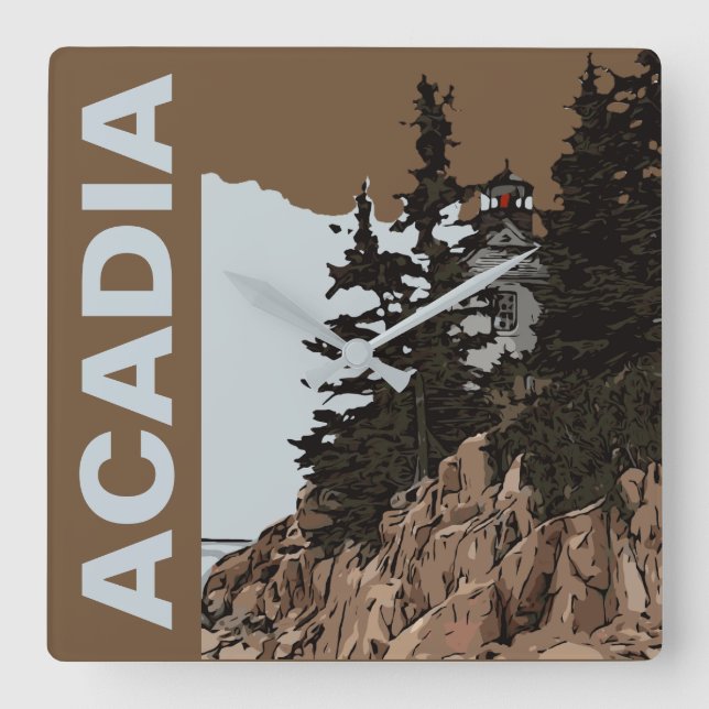 BASS HARBOR HEAD SQUARE WALL CLOCK (Front)