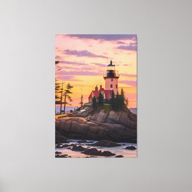 Bass Harbour Head Lighthouse Sunrise       Canvas Print (Front)