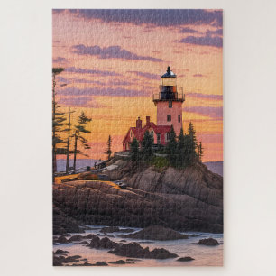 Bass Harbour Head Lighthouse Sunrise Jigsaw Puzzle