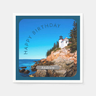 Bass Harbour Lighthouse Birthday Acadia NP Napkin