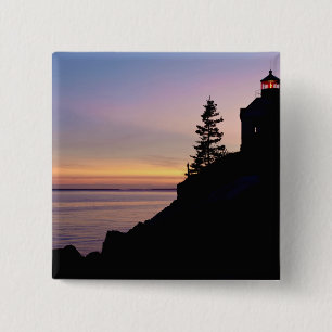Bass Harbour lighthouse on Mt. Desert Island, 2 Inch Square Button