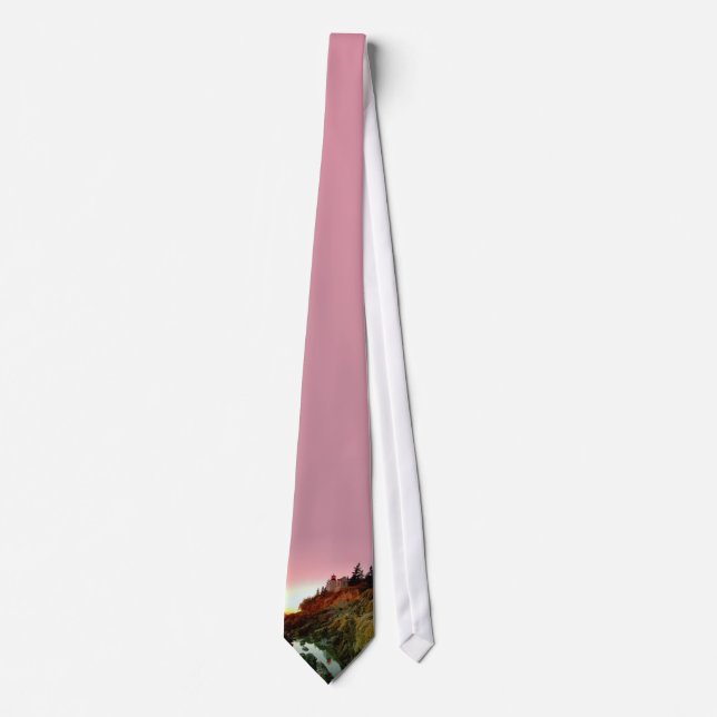 Bass Harbour Lighthouse Sunset Tie (Front)