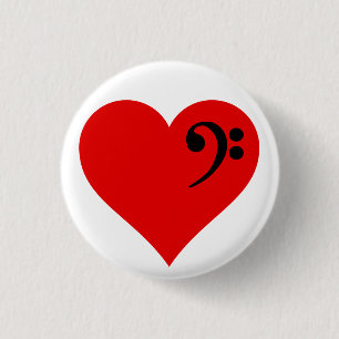 Bass Heart 1 Inch Round Button