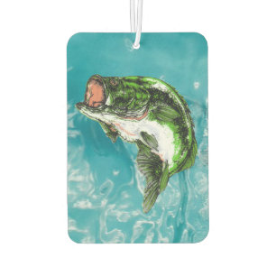 Bass leaping from water air freshener