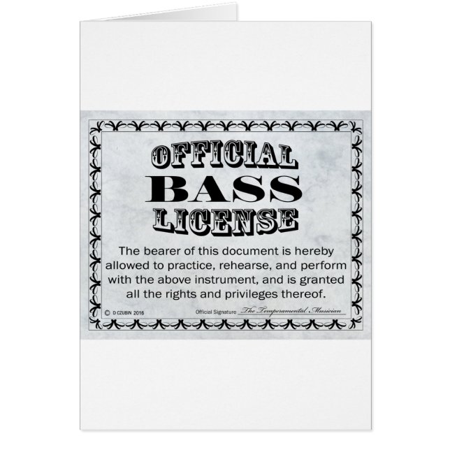 Bass License (Front)