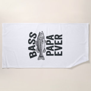 Bass Papa Ever Vintage Fishing Dad Shirt Design_1 Beach Towel