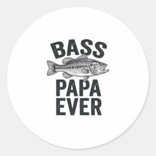Bass Papa Ever Vintage Fishing Dad Shirt Design_1 Classic Round Sticker