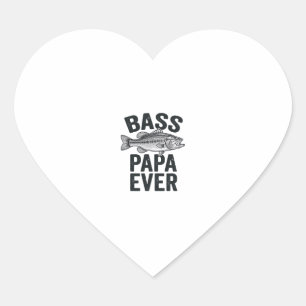 Bass Papa Ever Vintage Fishing Dad Shirt Design_1 Heart Sticker