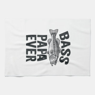 Bass Papa Ever Vintage Fishing Dad Shirt Design_1 Kitchen Towel