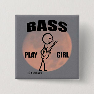 Bass Play Girl 2 Inch Square Button