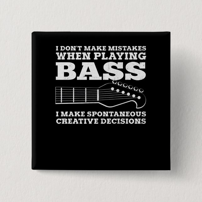 Bass Player 2 Inch Square Button (Front)