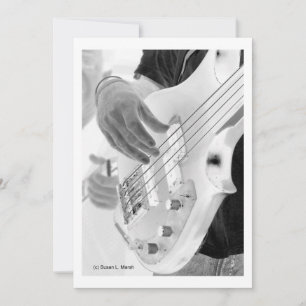 Bass player , bass and hand, negative image