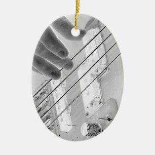 Bass player , bass and hand, negative image ceramic ornament